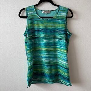 Vintage green and blue striped top